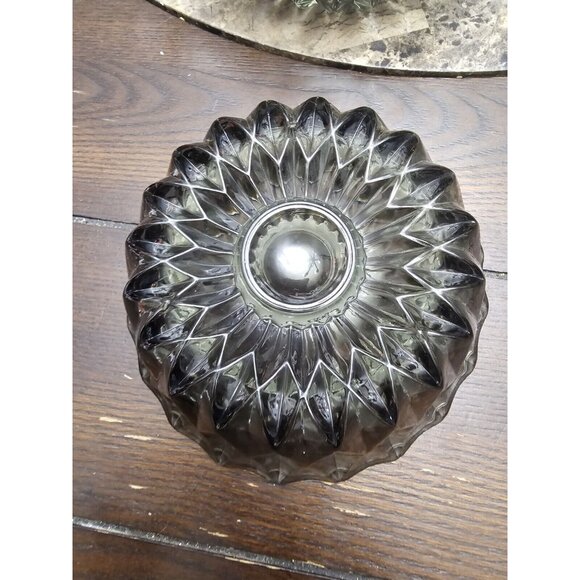 Unbranded Mid Century Smoke Gray Cut Glass Soup Bowls 6" Set Of 2 Vintage - Picture 2 of 3